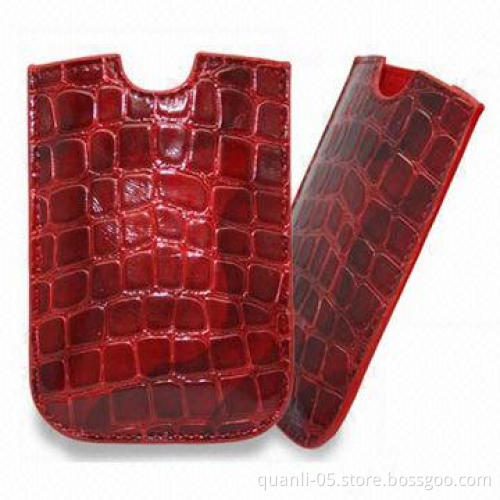 Case for iPhone, Made of Genuine Leather or PU Material and Inside Magnetic Button Hasp